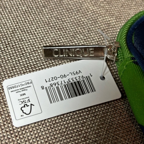 CLINIQUE x Kate Spade Navy Green Makeup Cosmetic Bag, Travel Pouch - Picture 5 of 9